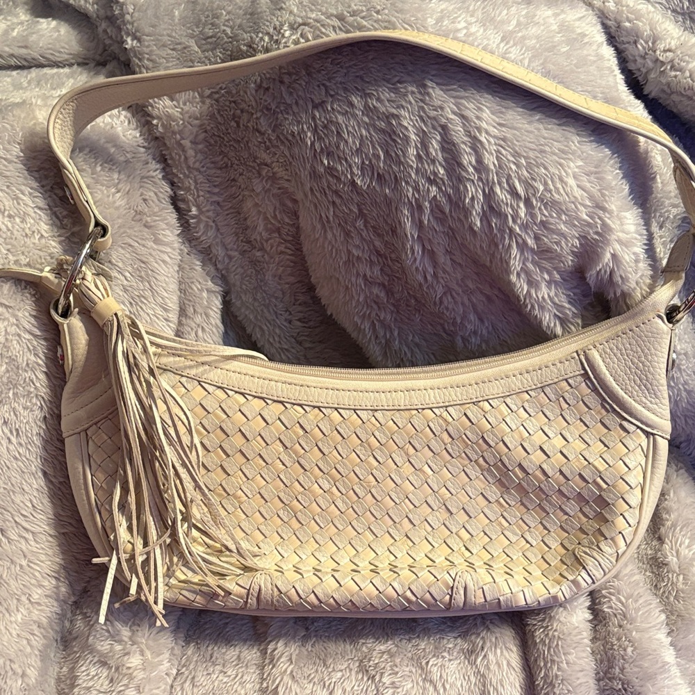 Brighton Cream Woven Shoulder Bag